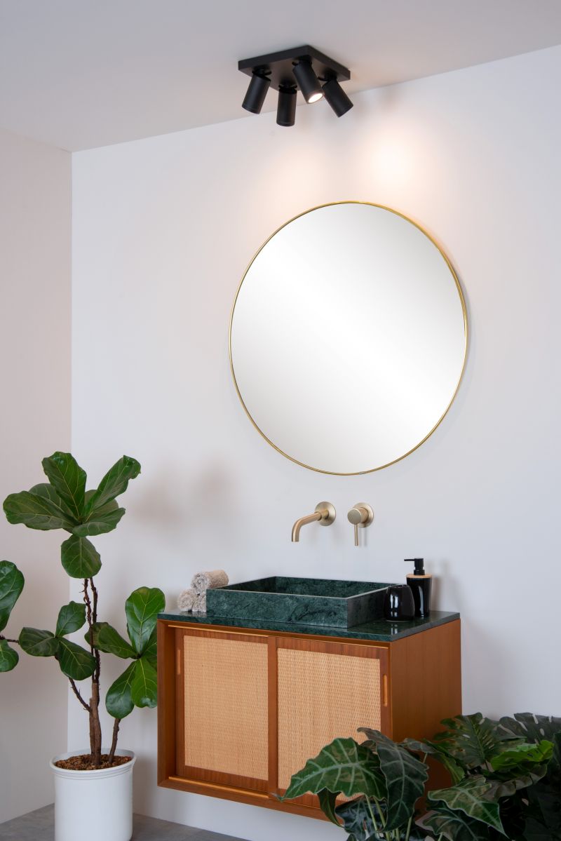 Lucide TAYLOR - Stropné bodové svietidlo Kúpeľňa - LED Dim to warm - GU10 - 4x5W 2200K/3000K - IP44 - Black